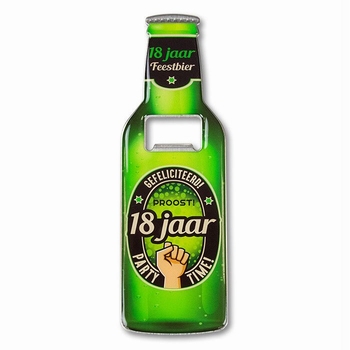 18 jaar metalen bieropener bierfles met magneet