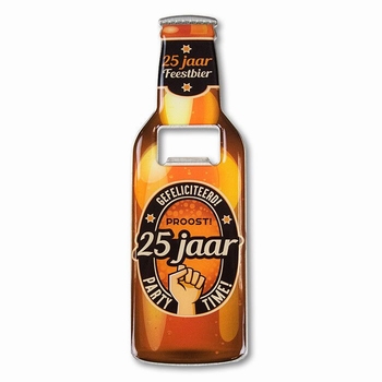 25 jaar metalen bieropener bierfles met magneet