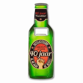 40 jaar metalen bieropener met magneet