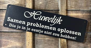 Huwelijk samen problemen oplossen reclamebord wandbord
