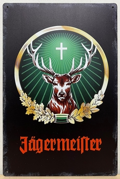 Jagermeister Hert Kleur metalen reclamebord 30x20cm