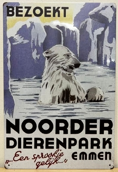 Noorder Dierenpark Emmen Ijsbeer metalen reclamebord