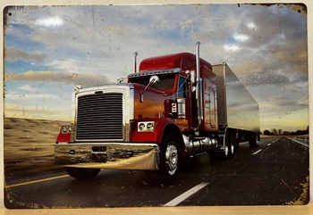 Rode Truck vrachtwagen highway metalen reclamebord 30x
