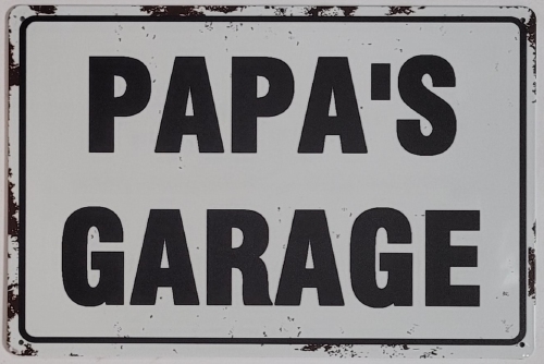 Papa's Garage reclamebord metaal