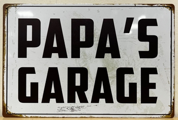 Papa's Garage reclamebord metaal