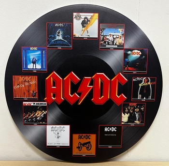 ACDC collage lp vinyl metalen reclamebord rond
