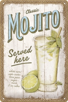 Mojito cocktail served here metalen reclamebord relief