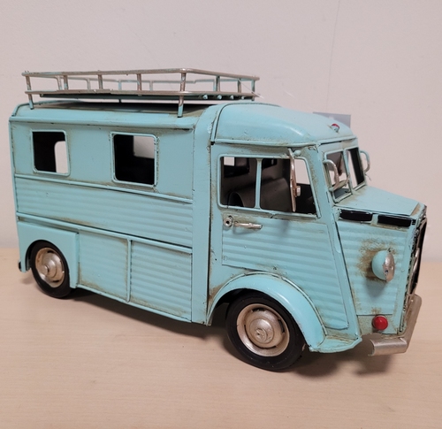 Blauwe citroën hy bus metalen model