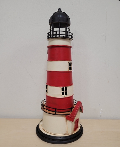 Vuurtoren metalen model rood wit metalen model