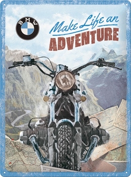 BMW make life an adventure metalen reclamebord reliëf