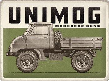 Unimog mercedes-benz vintage truck metalen reliëf bord