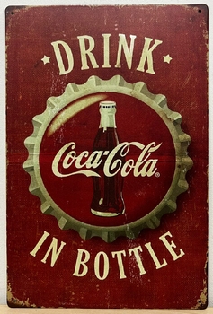 Coca Cola Dop drink in Bottle reclamebord van metaal