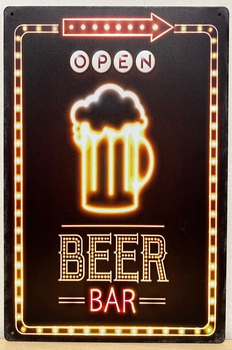 Open beer Bar Bierpul neon style metalen reclamebord