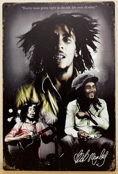 Bob Marley old look collaage reclamebord metaal