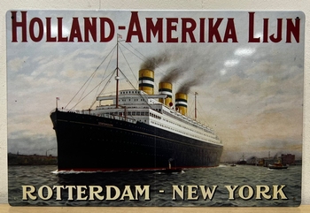 Holland Amerika lijn Rotterdm New-York metalen wandbord