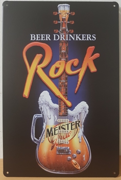 Beer drinker rock gitaar metalen reclamebord
