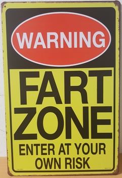 Warning fart zone enter own risk metalen reclamebord