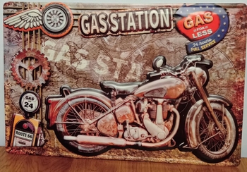 Gasstation motor metalen wandbord
