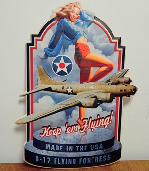 Oorlogs vliegtuig pinup reclamebord