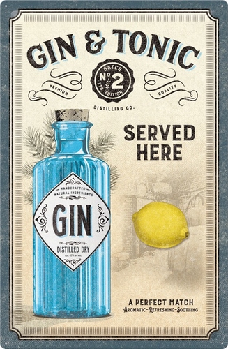 Gin & tonic served here wandbord metaal XXL
