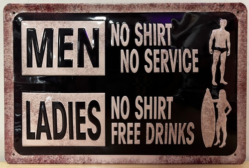 Men Ladies No Shirt metalen wandbord