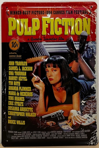 Pulp Fiction metalen wandbord met relief