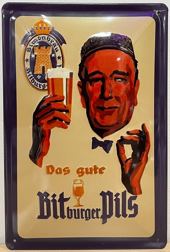 Bitburger Pils Bier wandbord metaal