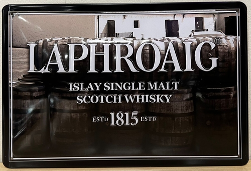 Laphiroaig scotch Whisky vaten reclamebord