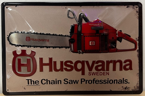Husgvarna kettingzaag wandbord van metaal