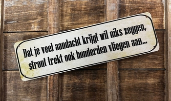 Aandacht stront vliegen wandbord