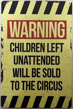 Children Unattended Sold Circus wandbord van metaal