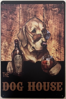 Dog House Whiskey wandbord van metaal