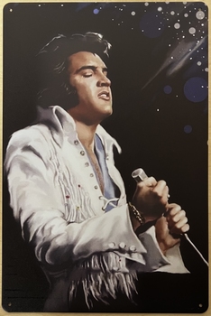 Elvis Wit pak wandbord van metaal 30x20 cm