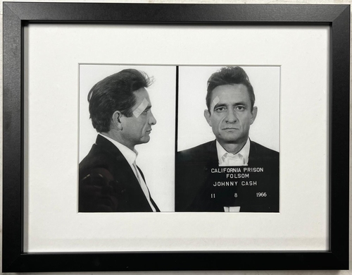 Johnny Cash politie foto in lijst