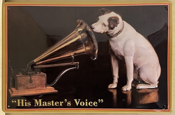 His Masters Voice Hondje relief wandbord