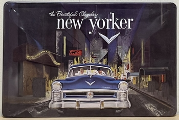 Chrysler New Yorker auto blauw relief reclamebord