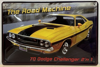 Dodge Challenger geel relief reclamebord