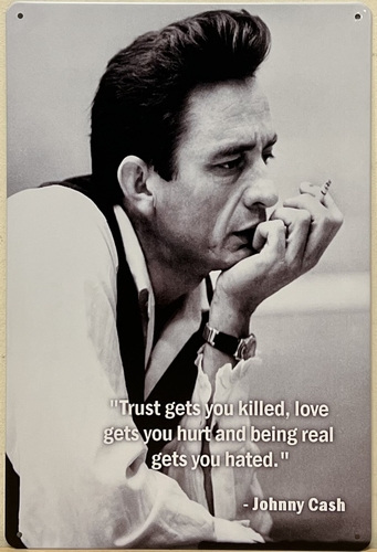 Johnny Cash sigaret tekst reclamebord van metaal