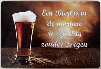 Biertje in de Morgen wandbord van metaal