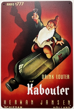 Louter Kabouter Fles Jenever reclamebord van metaal
