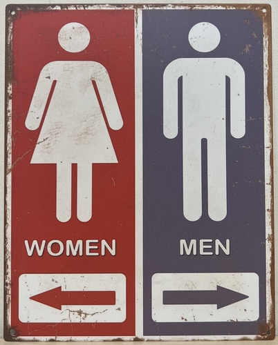 Dames links heren rechts wandbord