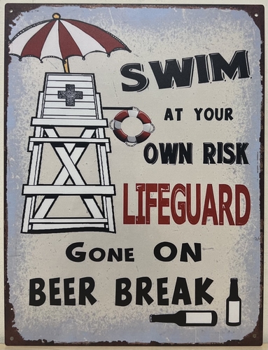 Lifeguard beer break wandbord