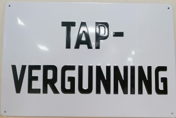 Tap vergunning relief wandbord van metaal