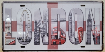 London License plate wandbord