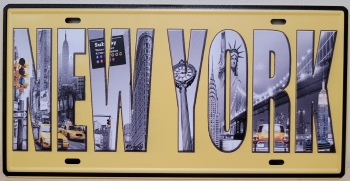 New York License Plate wandbord metaal