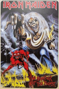 Iron Maiden number of the beast metalen wandbord