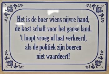 Politiek zijn boeren niet waardeert wandbord metaal
