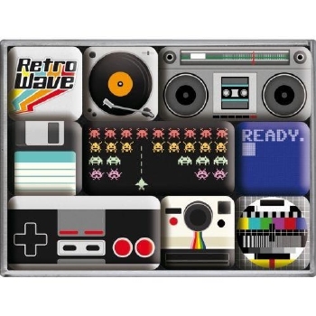 Retro media magneetset van 9 magneetjes
