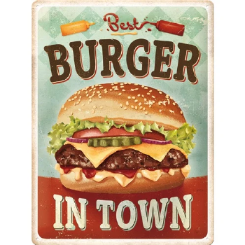 Best burgers in town reclamebord met rekuef