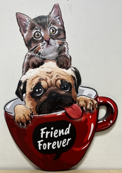 Hond kat best friends for ever wandbord